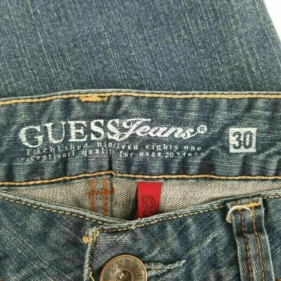 Guess Jeans Womens Daredevil Skinny Leg Denim Blue Whiskered Stretch Pockets 30R - Picture 9 of 9